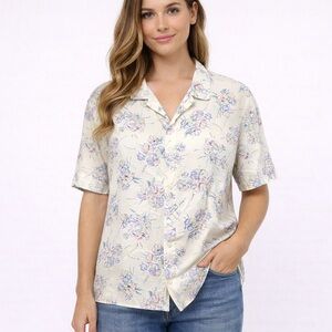 Vintage Button Down Casual Floral Blouse by Separate Issue XL